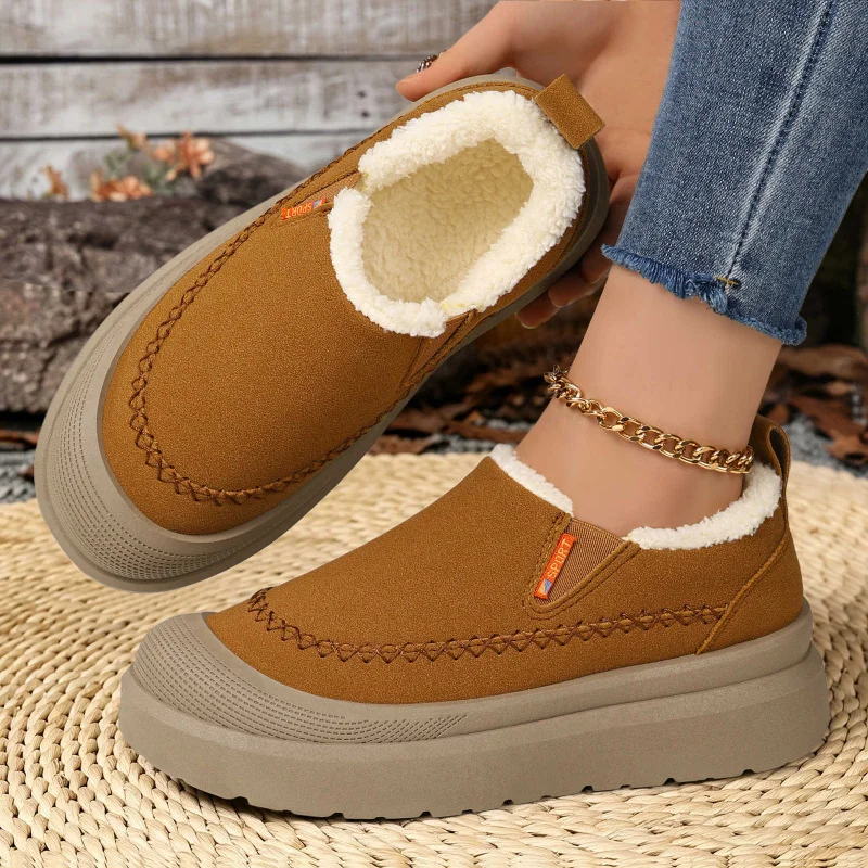 

Women's cotton boots 2026 winter plush thick casual shoes sports anti slip outdoor snow boots