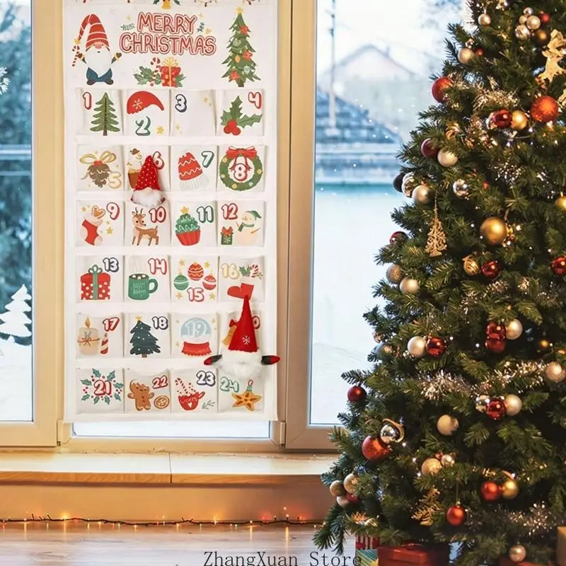 Weihnachts-Adventskalender mit 24 Taschen für Süßigkeiten, kleine Geschenke und Nachrichten 3XUF – Detail 7