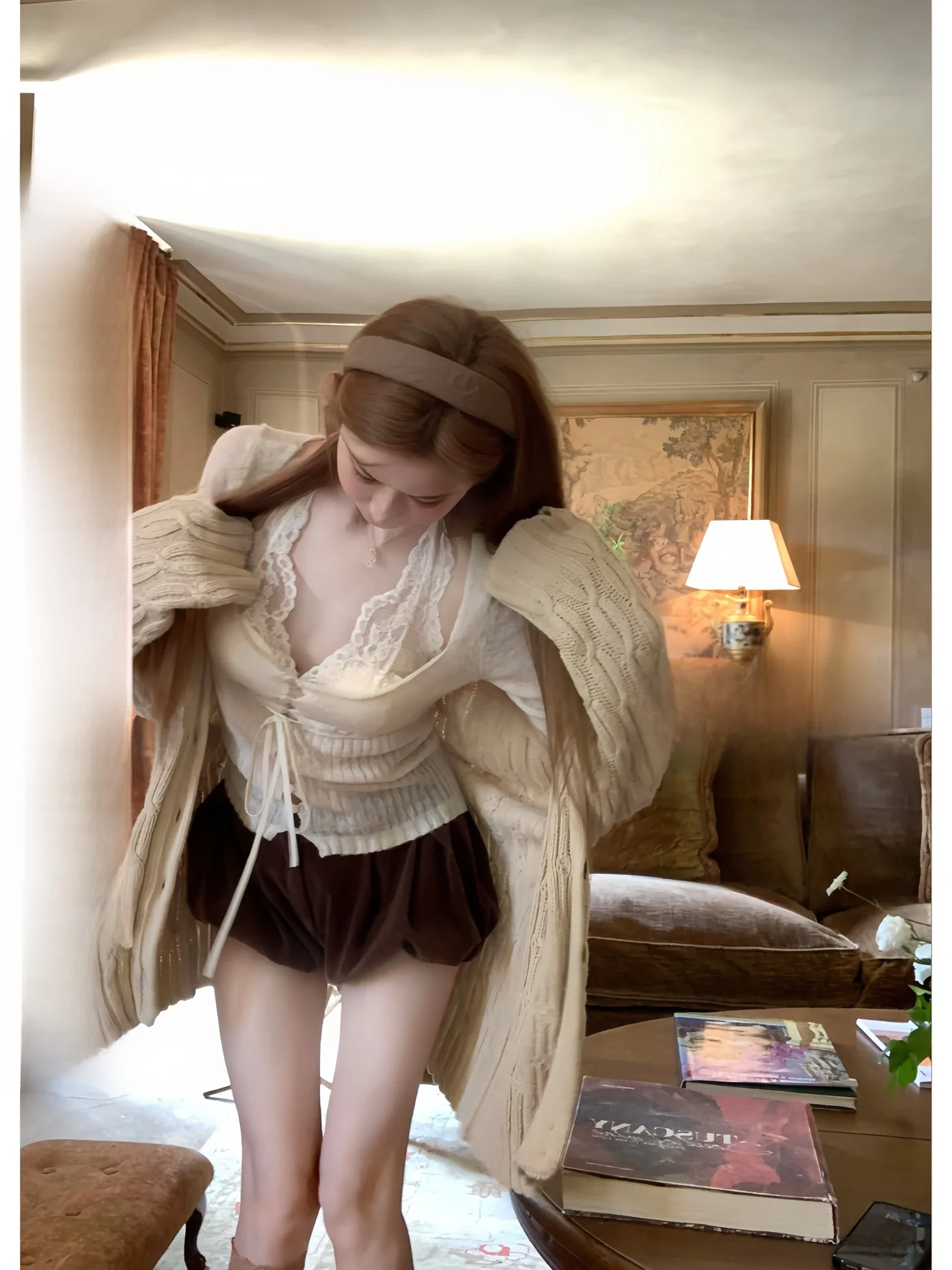 

Wior ternoon 00 Cotton V-ne Twist Sweater Women's Autumn High-end Korean Sle Open Cardigan Outerwear