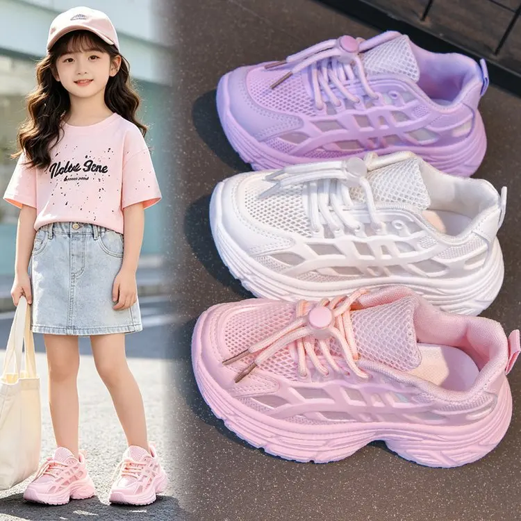 Kids Shoes Boys Sneakers Leather Waterproof Air Mesh Shoes White Children Sport Running Girls Sneaker Teen Brand School Shoes