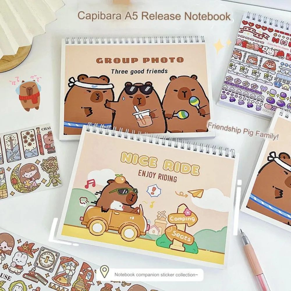 Cartoon Capybara Tape Collection Book Creative Reusable Tape Holder Notebooks Release Notebook Capybara Hand Account Tool