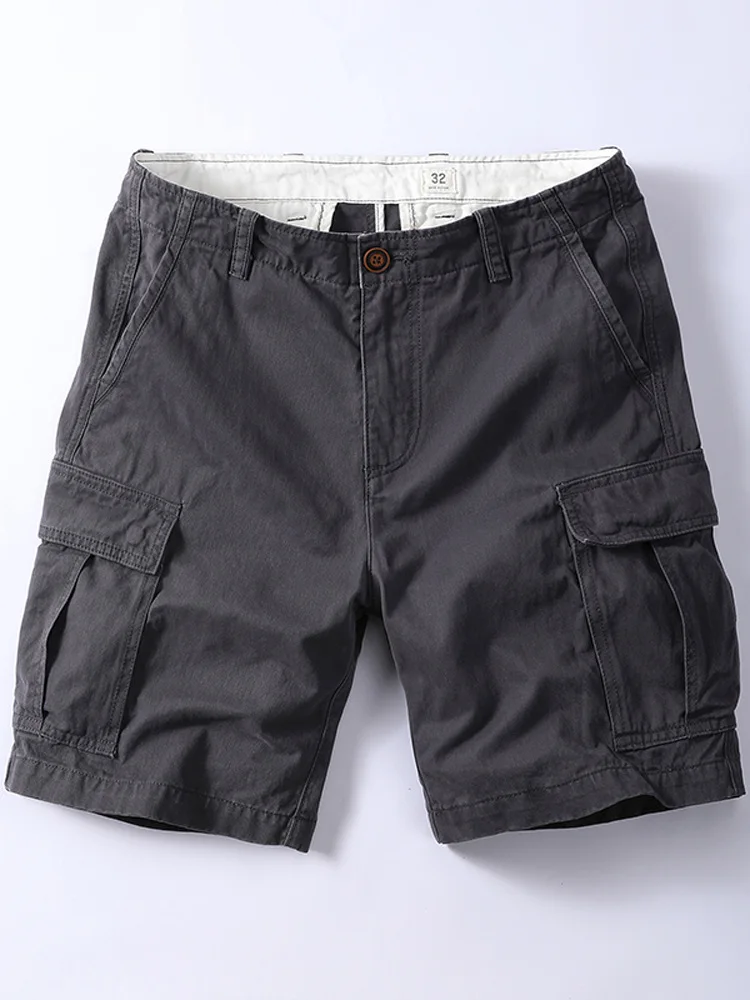 Pure Cotton Men's American Retro Casual Workwear orts Trendy Summer Loose Four ket Versatile Youthful Energy Sle