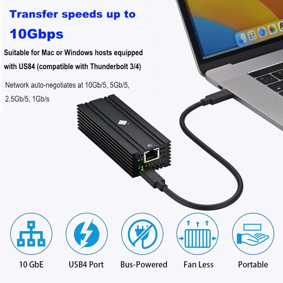 USB4 シングルポート 10G イーサネットアダプター Thunderbolt 3/4 USB4 シングルポート 10G イーサネットアダプター Thunderbolt 3/4