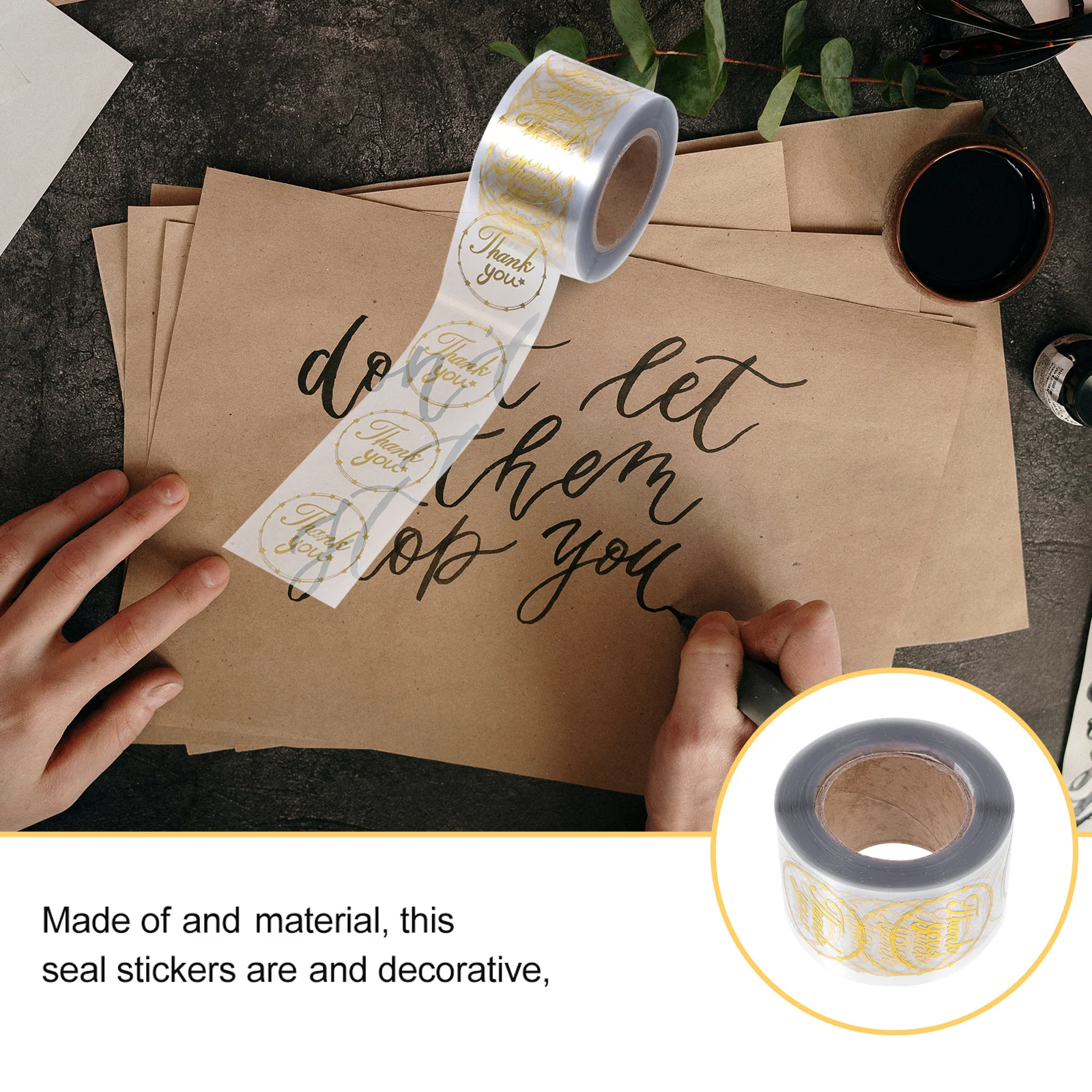 

Thank You Stickers Self Adhesive Sealing Labels Round Decals Packaging DIY Accessory H made Bags Gifts Toys Stationery