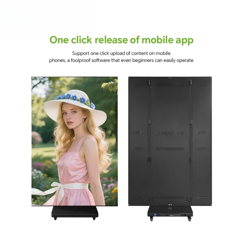Indoor P2.5 HD 4K Double-sided LED Poster Display Portable LED Tri-fold Poster Screen for Store Advertising