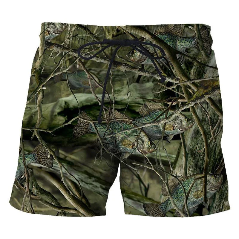 Bañador de hojas de camuflaje para hombre, pantalones cortos de playa con estampado 3d, tabla de moda, talla grande, ropa de baño