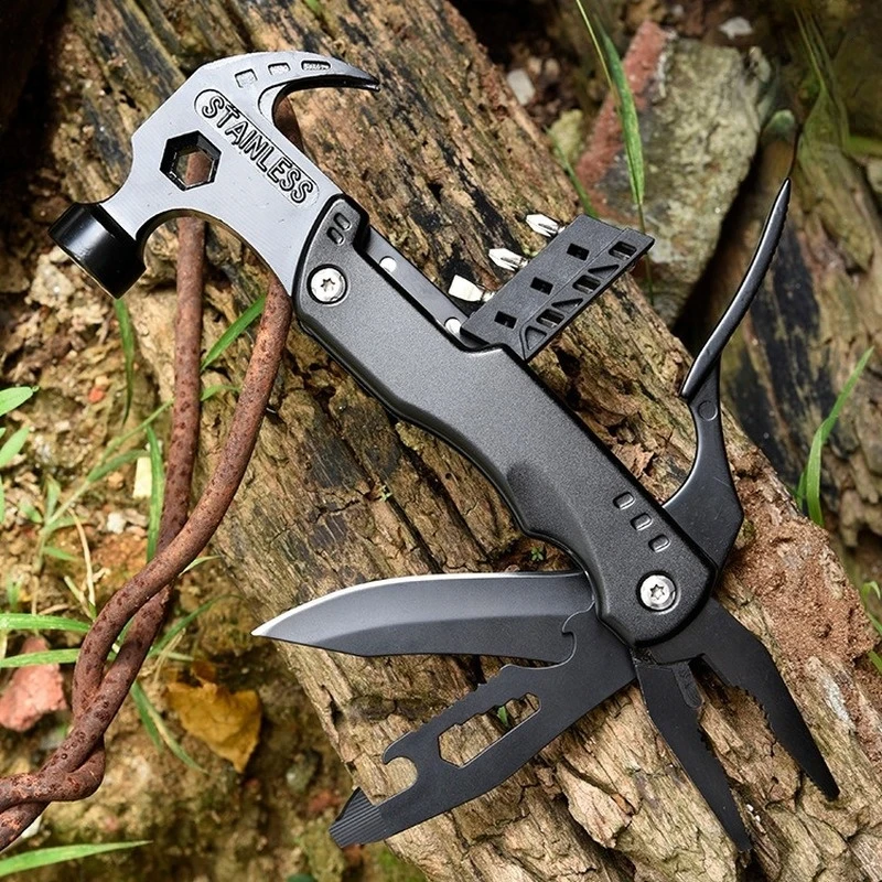 All Black Multi-function Claw Hammer Multi-function Pliers Multi-purpose Folding Tool Pliers Suitable for Camping DIY Best Gift