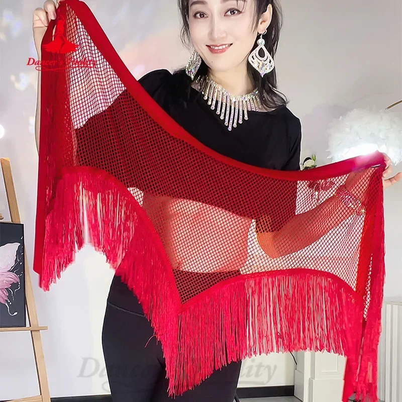 Belly Dance Performance Belt for Women Triangular Tassel Mesh Waist Scarf for Girls\' Oriental Dance Practice Clothing Hip Scarf