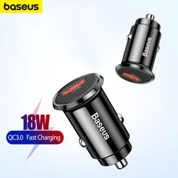 Baseus 18W Car Charger USB A Mobile Phone Charger Metal Car Charging QC3.0 Quick Charge For iPhone Samsung Huawei