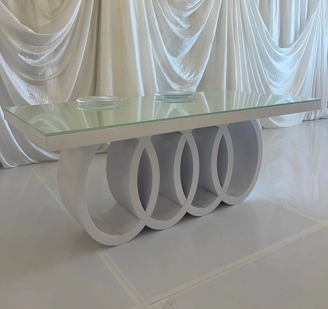 Cheap Wholesale Luxury Stainless Steel Glass Bride Tables for Wedding Events