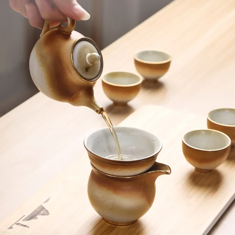 150ml Retro Kiln Change Coarse Pottery Tea Pot Handmade Filter Beauty Tea Kettle Household Drinkware Tea Ceremony Accessories