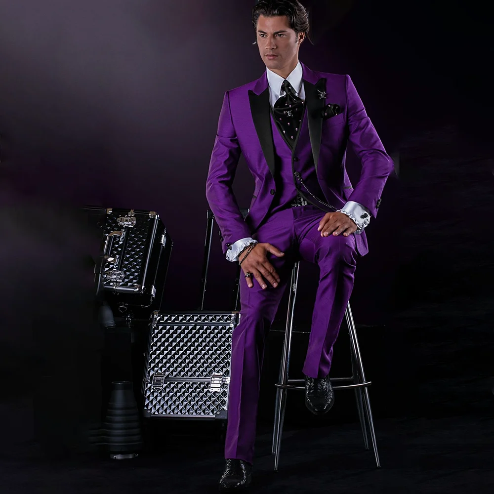 

3 Pieces Men's Suit Jacket Pants Vest Gentleman Wedding Groom Tuxedo Business Formal Occasion Dinner Party Trajes Para Hombre