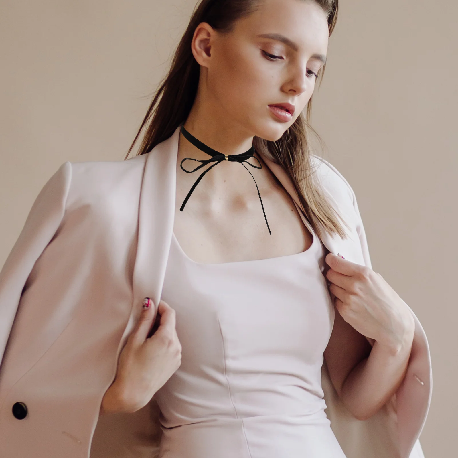 قابل للتعديل المختنق قلادة للنساء خمر Bowknot التفاصيل الترقوة سلسلة الحد الأدنى الأزياء والمجوهرات أنيقة ارتداء اليومي #2