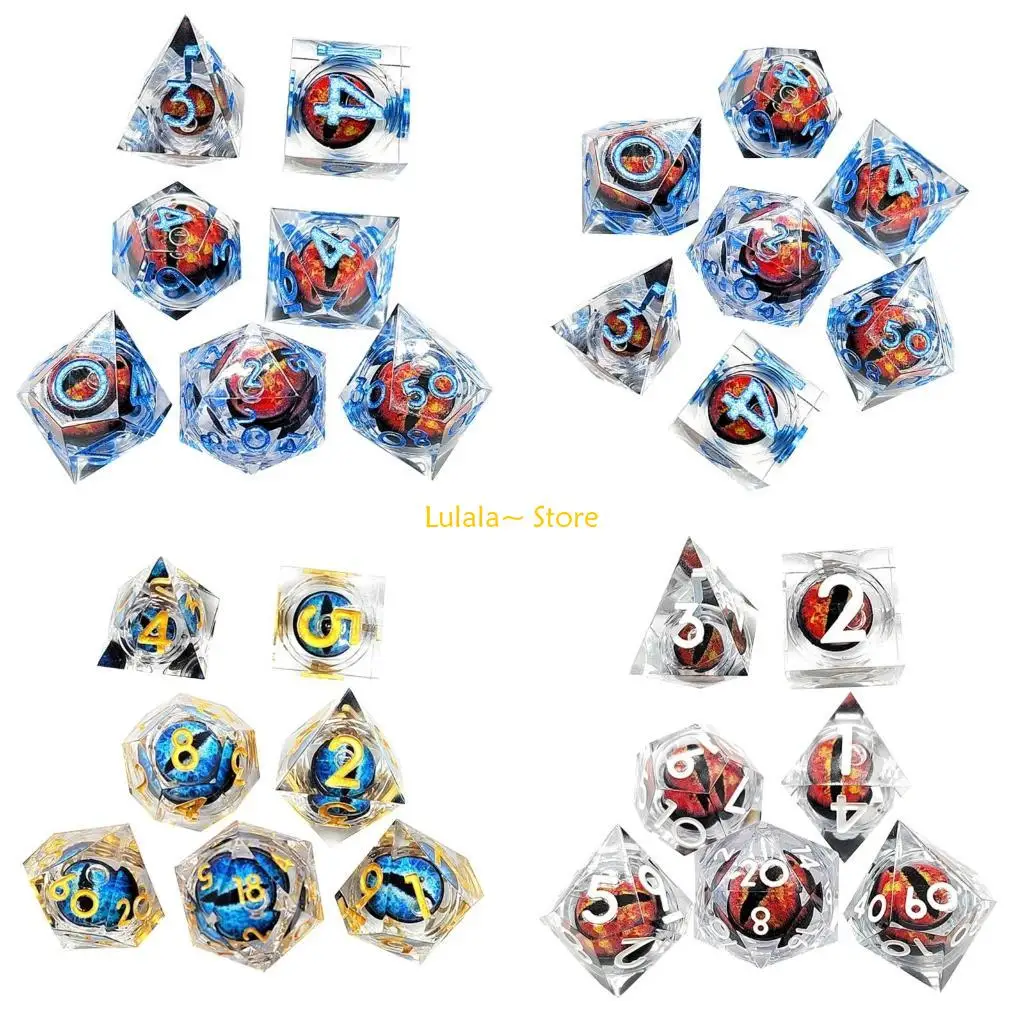 

Y4QA 7PCS Transparent Polyhedral DiceSet for RPG Tabletop Role Play Gaming DiceSet