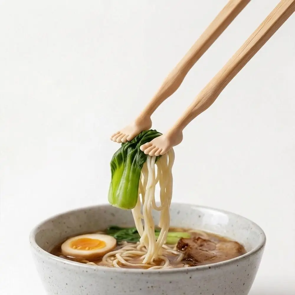 1pair 22cm Foot Shape Chopsticks Lightweight With Straw Toe-Shaped Chopsticks Soles of Feet Easy-to-Use 3D Printed Chopsticks