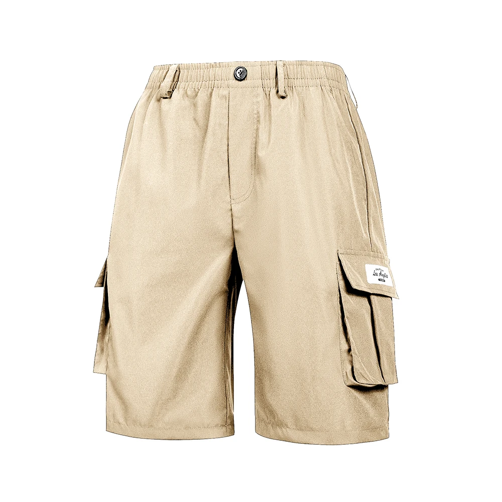 Celana Pendek Kargo Pria Musim Panas Celana Pinggang Elastis Banyak Saku Kasual Kualitas Tinggi Celana Pendek Pantai Sejuk Jogging Atletik Solid