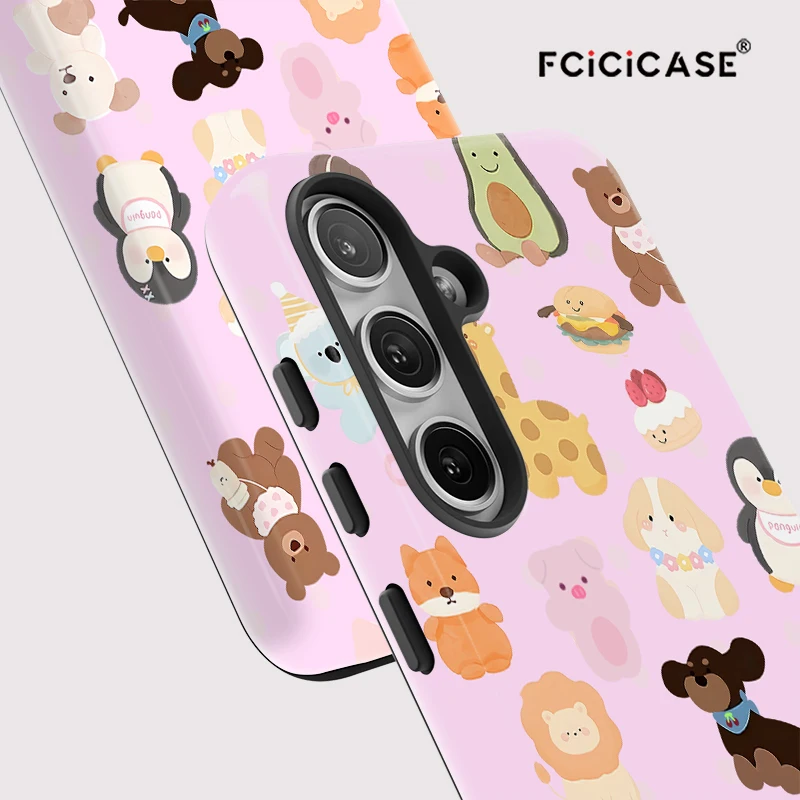 Fcicicase Cassa Del Telefono Per Samsung Galaxy A26 A56 A16 A36 5G Simpatici Animali Del Fumetto Orso Cani Modello Antiurto Opaco Copertura Del PC