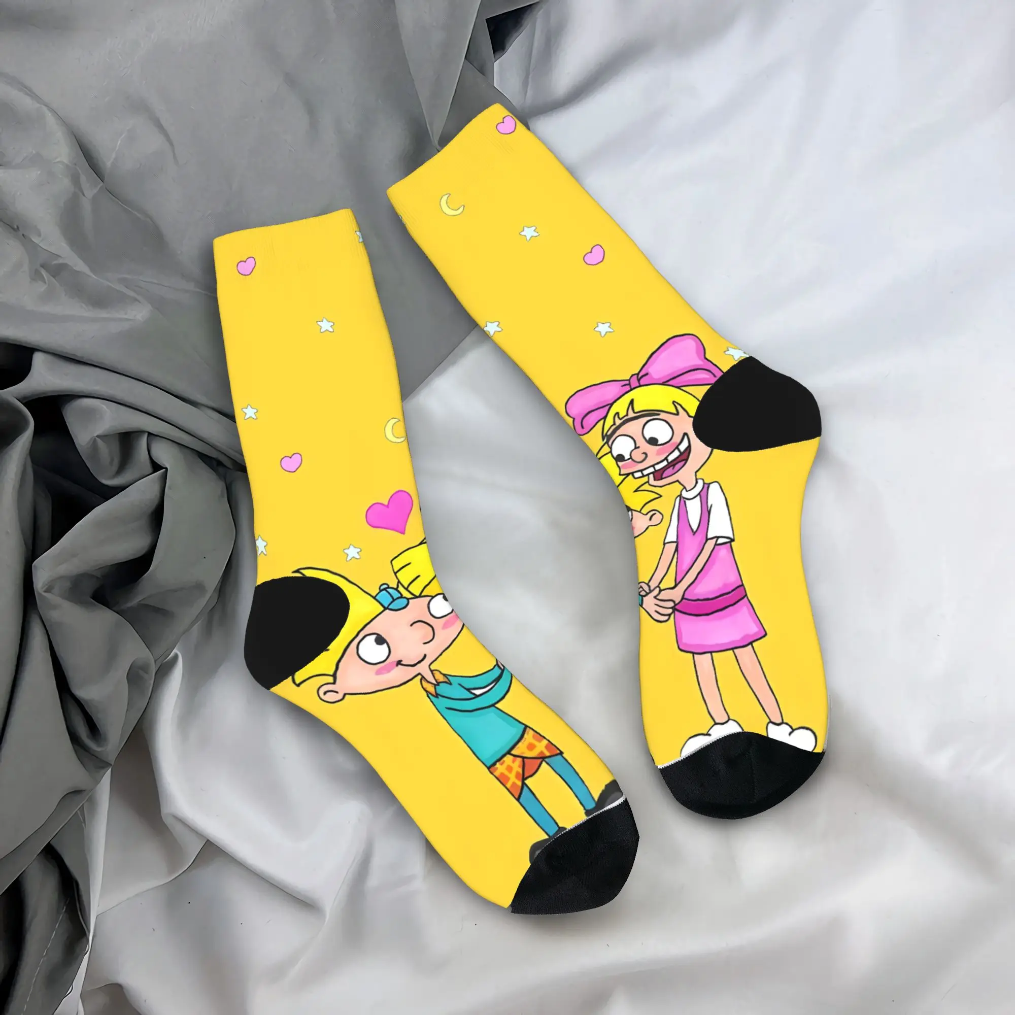 Hey Arnold Socks  Harajuku Stockings Women Men Quality Outdoor Sports Socks Autumn Design Anti-Slip Socks