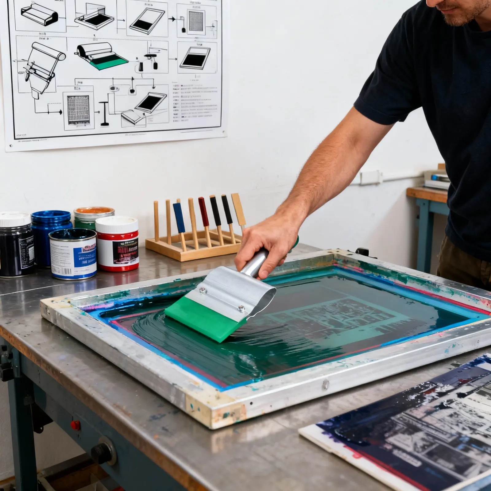 

10Cm Rubber Squeegee Precision-Cut Metal Handle Screen Printing Tool High Durability Solvent-Resistant Ink Scraper for Hand and