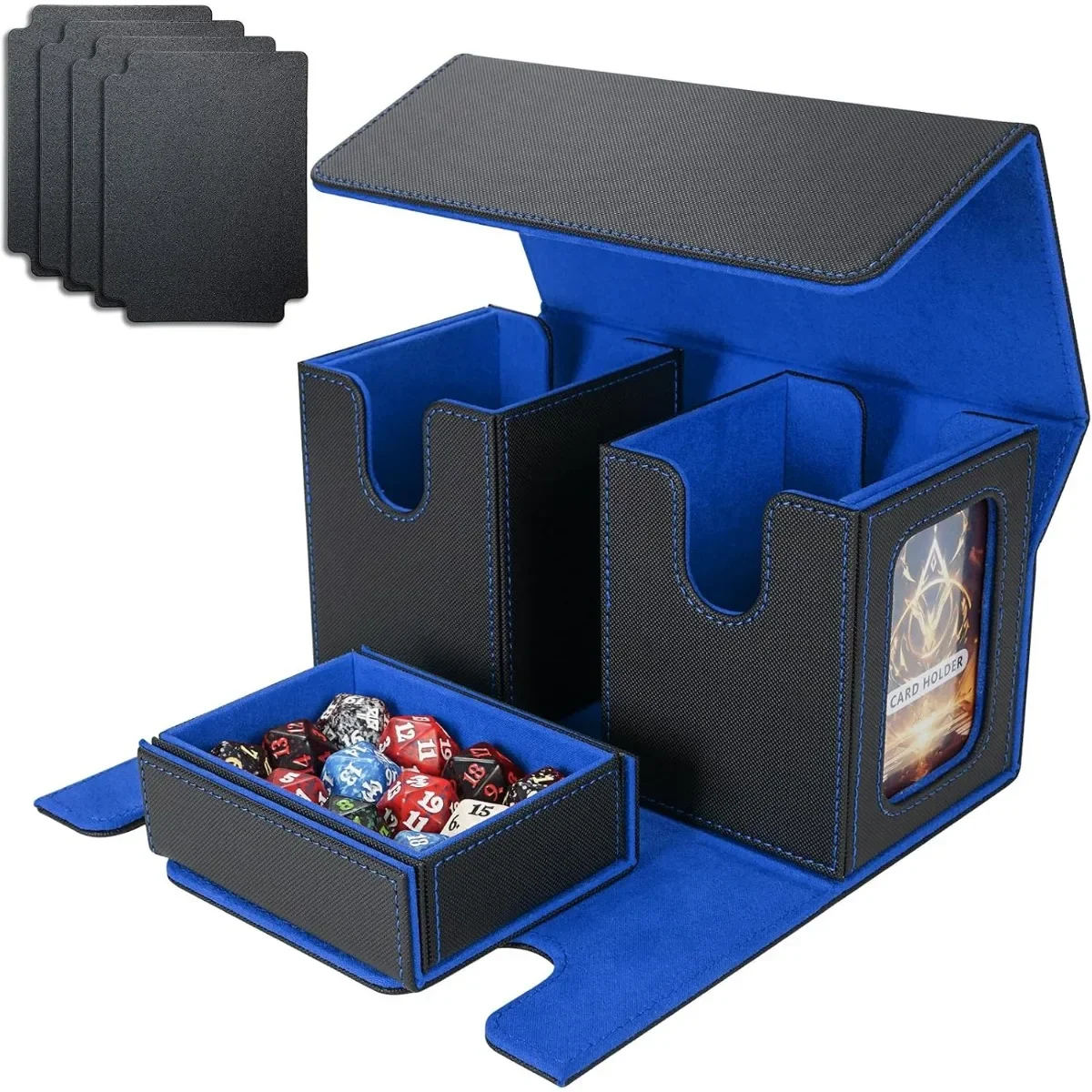 Commander Deck Box 200 Double Sleeved Cards Storage, 3-in-1 Magnetic Card Case Organizer for Magic, Great for TCG, Pokemon and MTG Players and Card Collectors
