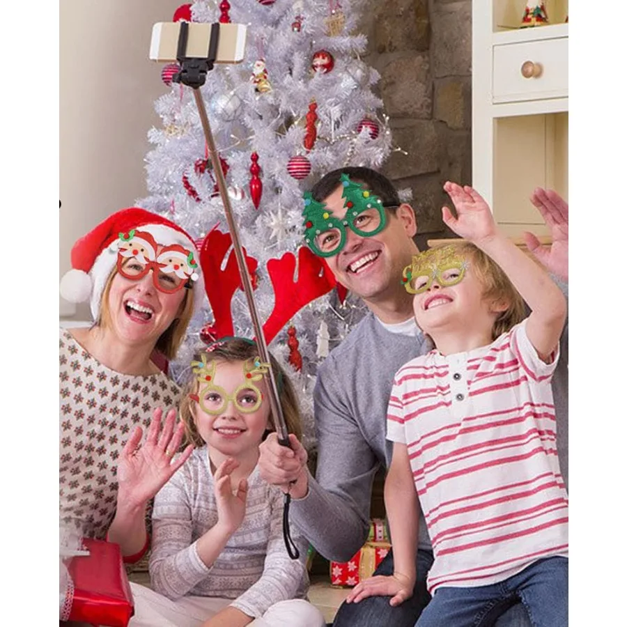 9 عبوات من نظارات حفلات عيد الميلاد وديكور عيد الميلاد اللامع وإطار نظارات للجنسين لتزيين حفلات العطلات #2
