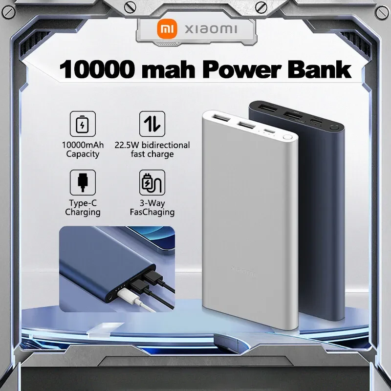 

Original New Xiaomi Power bank 3 10000mAh PD22.5W PB100DZM Fast Charging portable Powerbank USB Type-C 3 Port Portable Charger