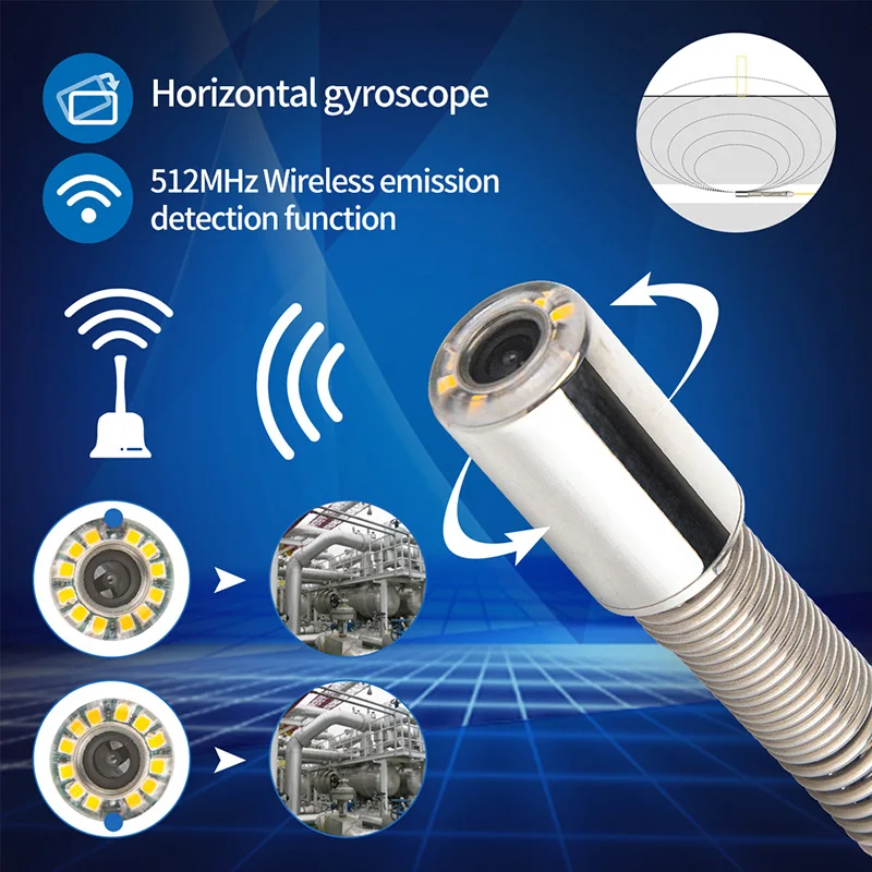 Newest  WiFi 23mm tube endoscope HD  with 9-inch display video recording wall turned industrial detection detector  50m