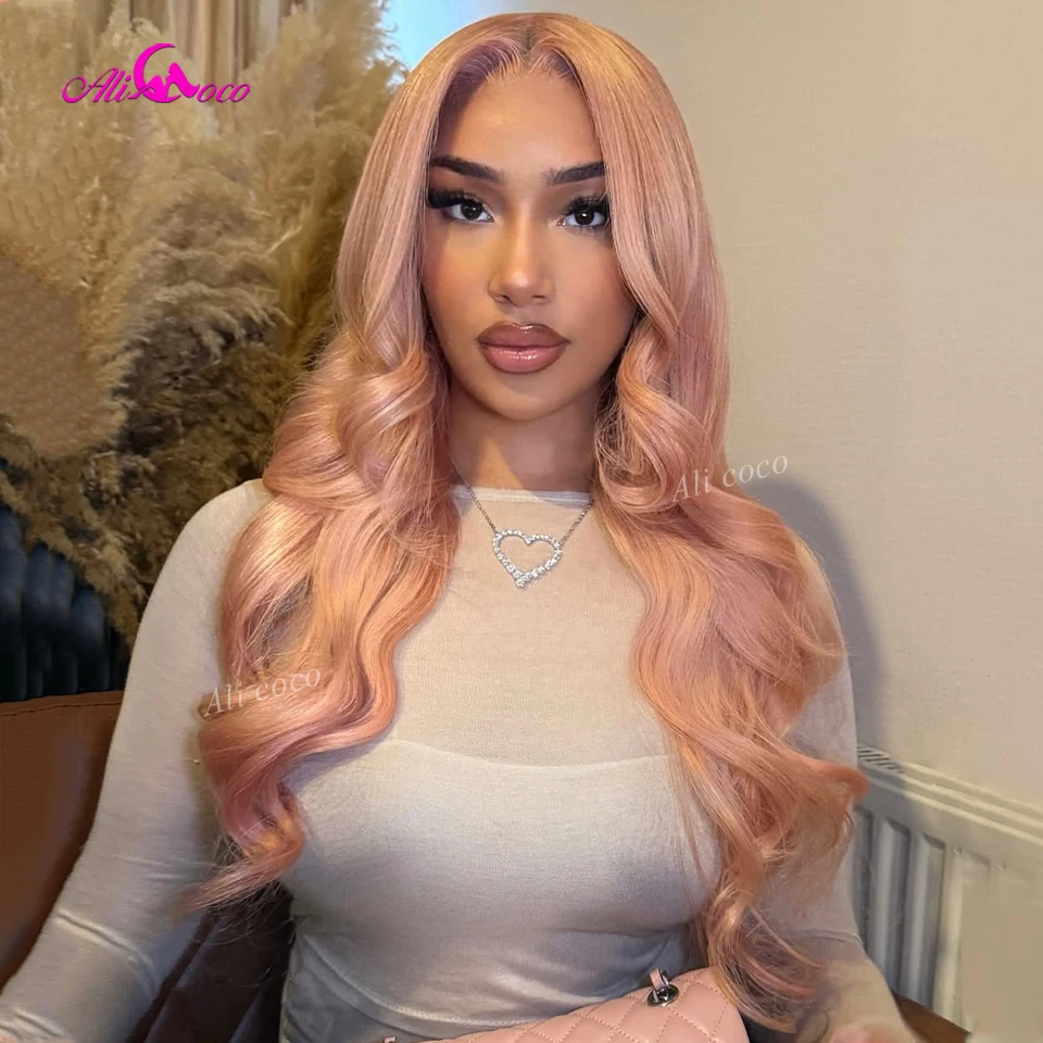 

Light Blonde Pink Colorful Wigs Light Pre Plucked Human Hair Transparent 13X4 Lace Front Front For Women 13X6 Body Wave
