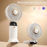 Mini Fan Portable Handheld Fold Office Desktop Multifunctional Folding Double Battery 1200mAh Electric Fan With Neck Lanyard