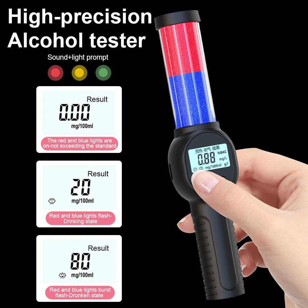 

High-precision Professional Digital Handheld Blowing Alcohol Tester Flash Announcing Alarm Non-Contact Alcohol Blowing Detector