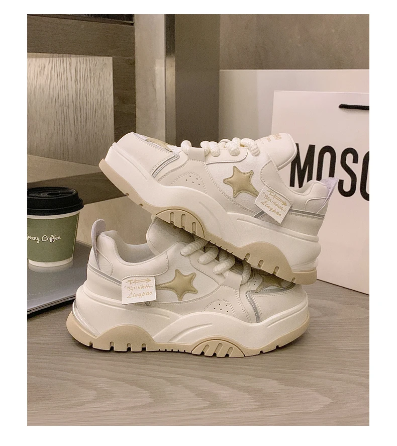 Women's Spring Autumn New Thick soled Casual Sports Shoes for Female Students Simple Comfortable Versatile Board Shoes