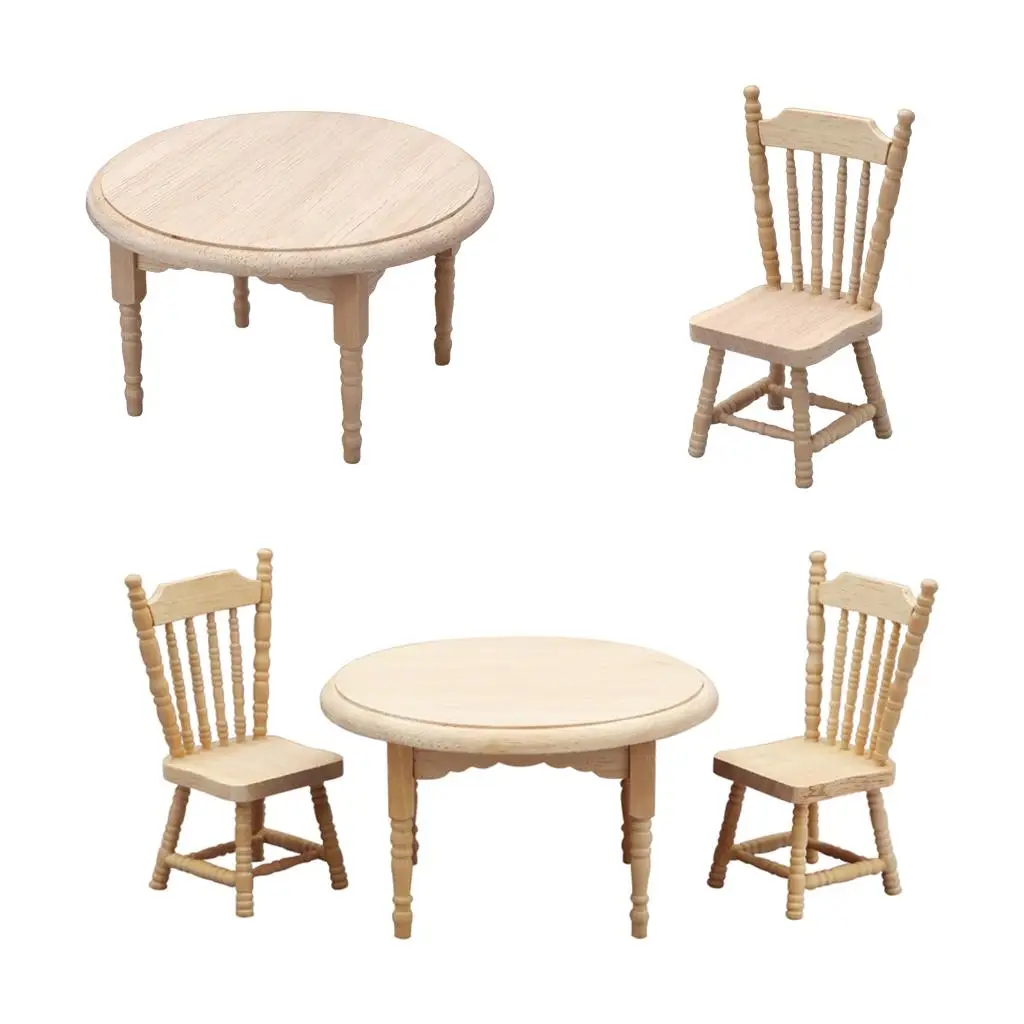 Miniatuur eettafel stoel babypop schaal 1:12 keuken fantasiespel meubilair landschap accessoires