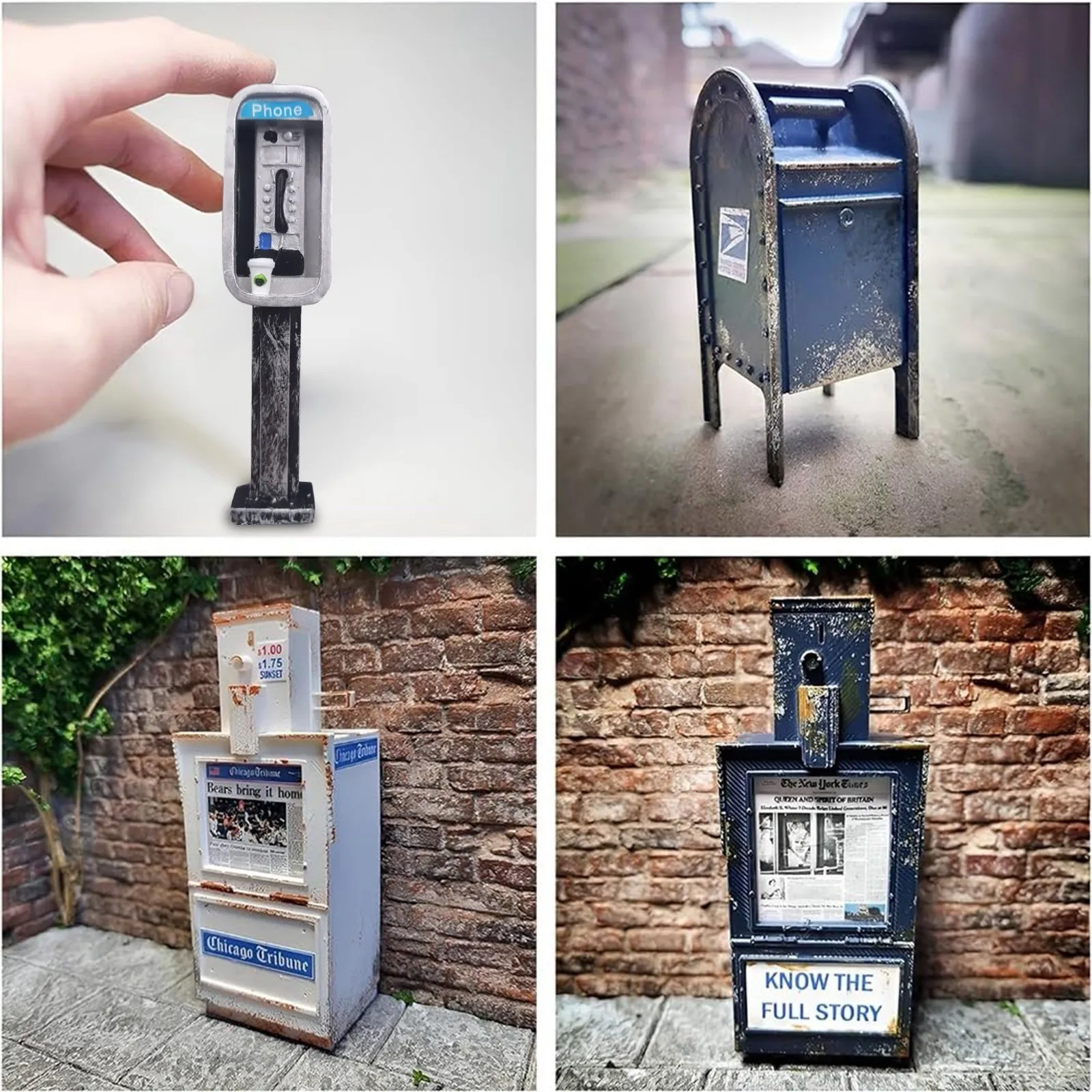 الإبداعية اليدوية مصغرة الأمريكية Payphone خمر مصغرة Payphone كشك صندوق البريد نموذج الديكور، ديكور دمية صغيرة