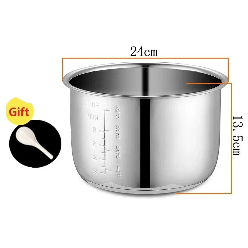 5L Stainless Steel Pressure Cooker Inner Bowl - Multicooker Soup Porridge Cooking Tank