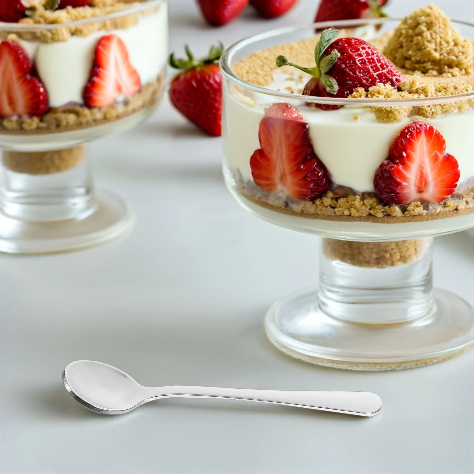 

12Pcs Stainless Steel Small Dessert Spoons Mini Round Coffee Tea Sugar Spoons Cute Ice Cream Cake Scoops Cute Sugar Spoon