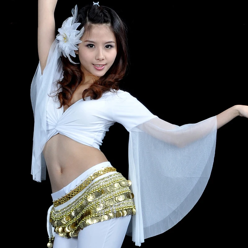 

Women Sexy Belly Dance Costume Tops Long Flare Sleeve Shrug Practice Dance Blouse Oriental Style Lady Belly Dance Dancewear