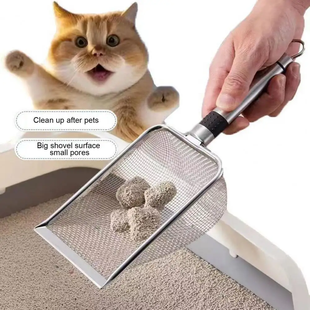 Scoop Mouth Cat Litter Scoop Stainless Steel Cat Litter Scoop Set Comfortable Grip Mesh Sieve for Pet Feces Litter for Excrement