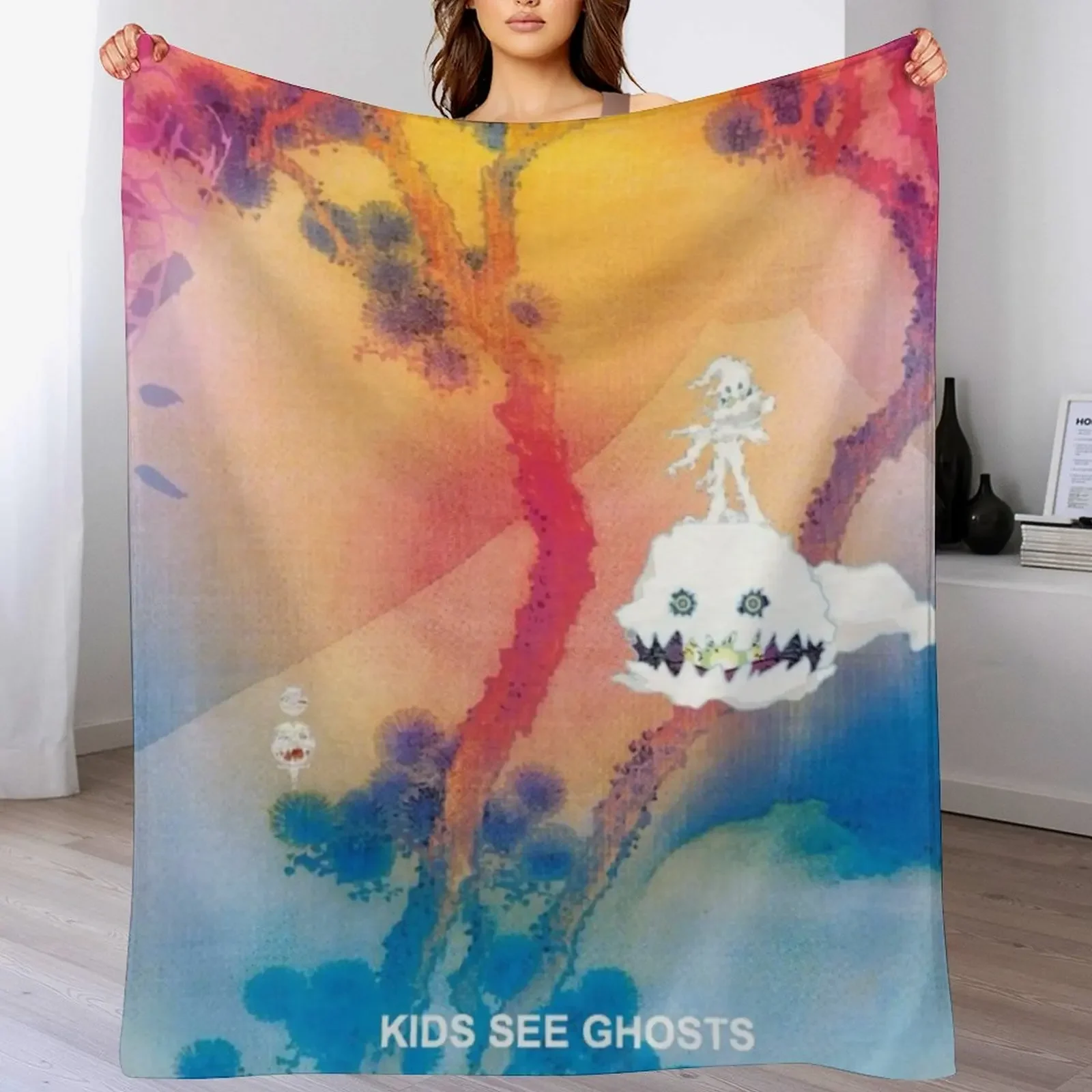 KIDS SEE GHOSTS MERCH Throw Blanket Versatile Cozy Throw Blanket for All Occasions