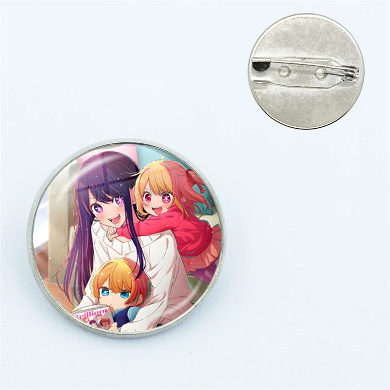 Japanese Anime Oshi no Ko Pin Glass Dome Brooches Shirt Lapel Teacher Tote Bag Backpacks Badge Cartoon Gift Brooches Pins Gift image 2