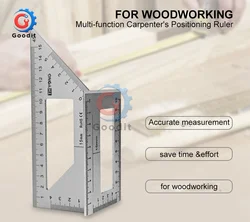 Stop aluminium ze stali nierdzewnej wielofunkcyjny kwadrat 45 + 90 stopni Gauge linijka kątowa w kształcie litery T pomiaru linijka do obróbki drewna