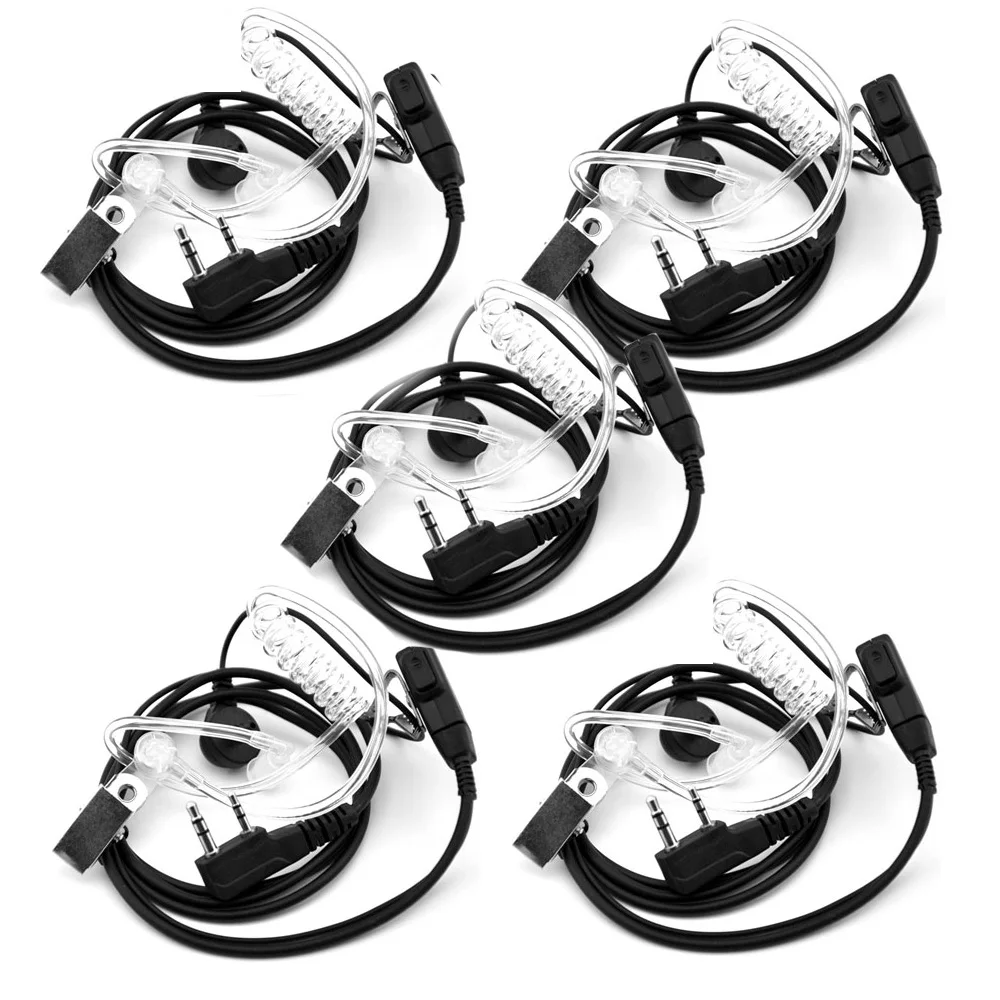 

5Pcs Air Acoustic Tube Headset for Walkie Talkie Baofeng Radio K Port Earphone PTT with Microphone for UV-5R 888s Guard Earbuds