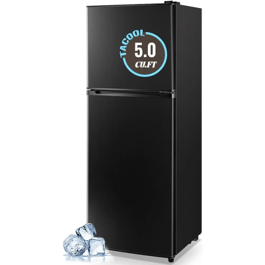 

5.0 Cu.Ft Small Refrigerator with Freezer Double Door Mini Fridge Top Freezer Adjustable Temperature for Dorm Office Apartment