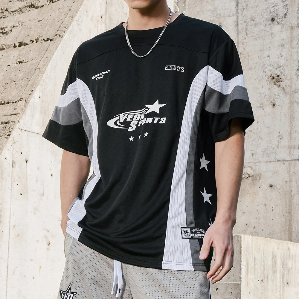 Veidoorn 2025 Men's Quick Dry Basketball Jersey Breathable Sports T-Shirt Plus Size Active Workout Top Gym Running Shirts