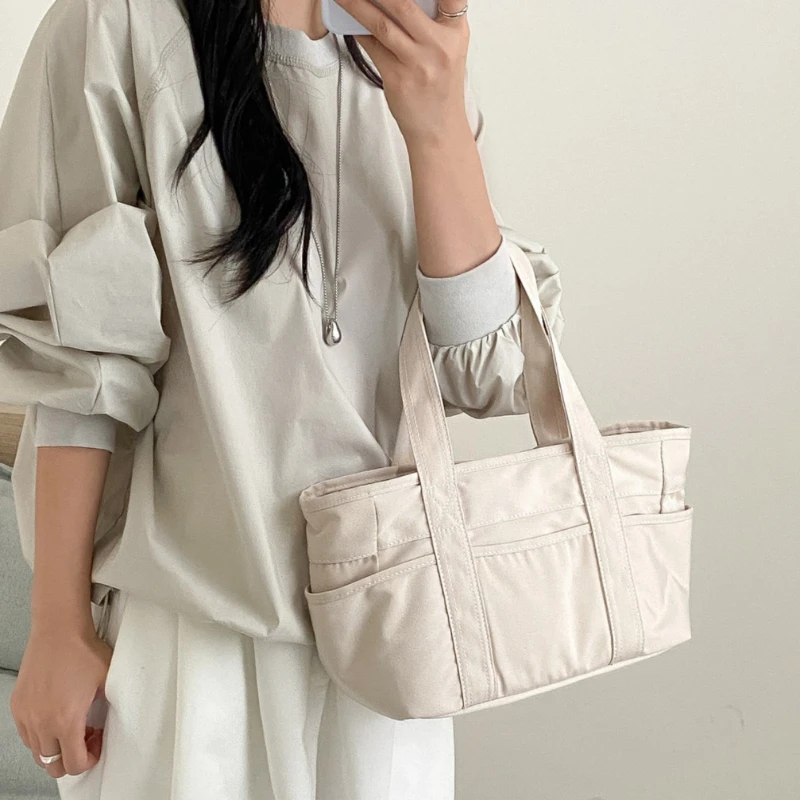 

New Large Capacity Tote Bag Versatile Solid Color Commuter Single Shoulder Crossbody Bag Casual Multi Pocket Women Handbag