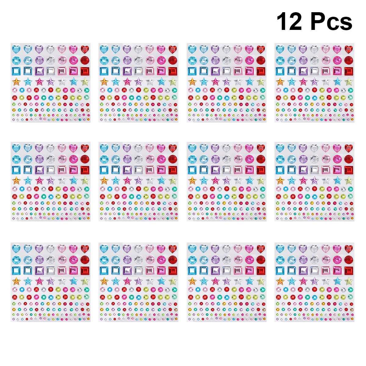 

12 Sheets Stickers for Acrylic Crystal Diamond Rhinestone Crafts Creative Applique Jewel Gems