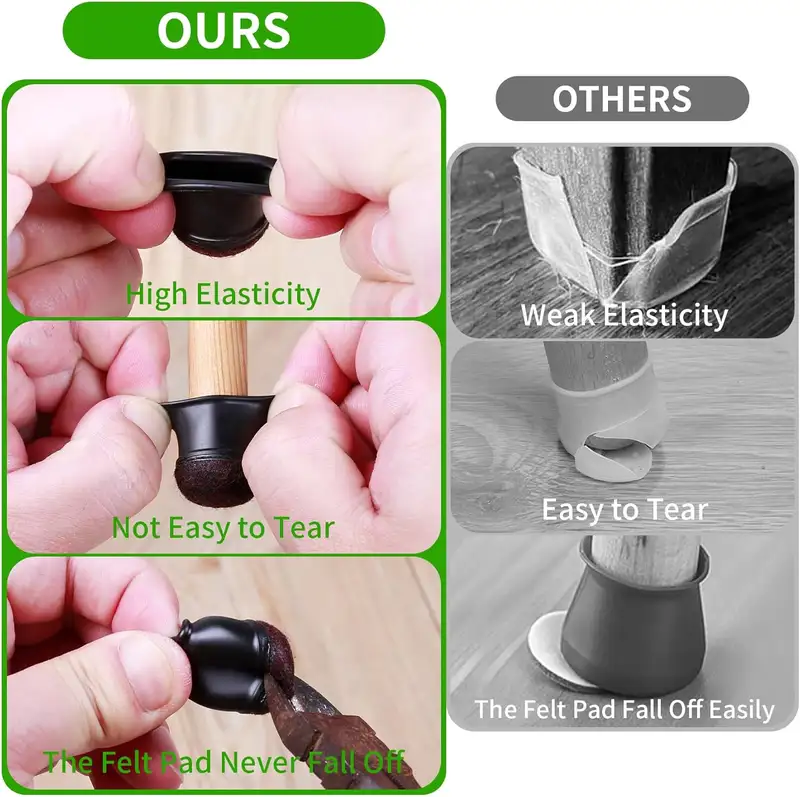 8PCS Round Chair Leg Floor Protectors Foot Cover Diagonal Silicone Furniture Black Table Feet for Hardwood Table Protect Floor - Image 6