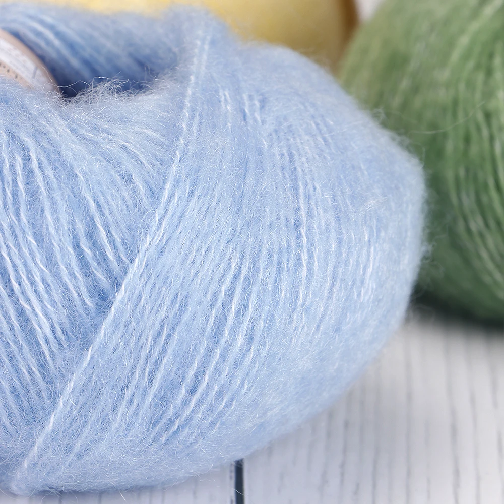 QJH 1PC 25g Fine Mohair Yarn for DIY Crocheting and Knitting - Soft, Warm, Lightweight - 60% Mohair 40% Acrylic fo Shawl Scarf