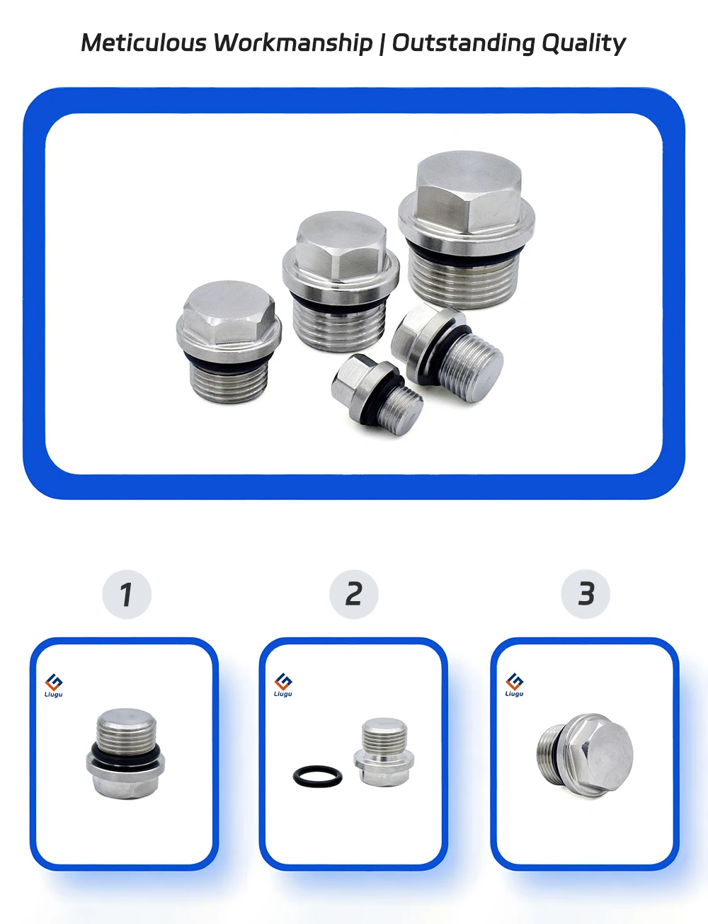 Sechskant-Flansch-Endkappe 1/8 "1/4" 3/8 "1/2" 3/4 "1" -2 "BSP Außengewinde 304 Edelstahl Rohrverschraubung - Ölstopfen, Rohrstopfen – Detail 1