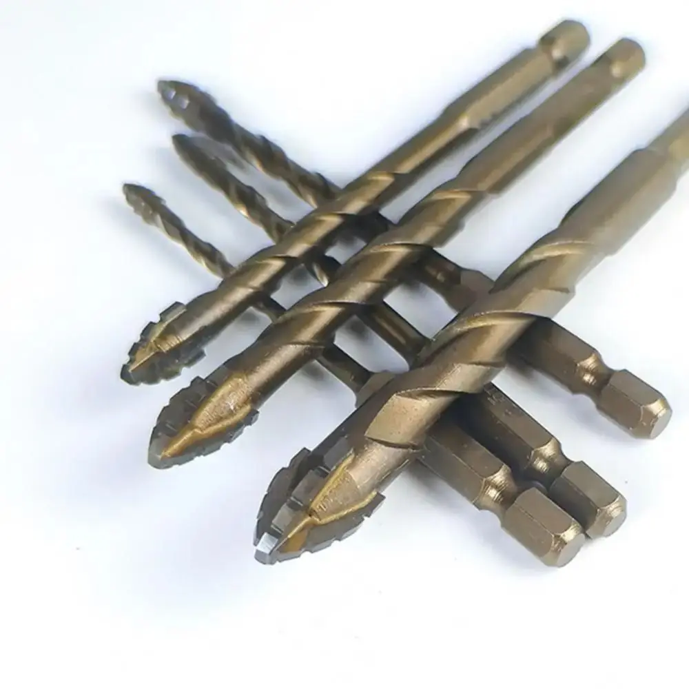 Four-Edged Serrated Eccentric Drill Bit Set High Hardness Hexagonal Simple Installation Multifunction Skewed Head Drill Bit Set