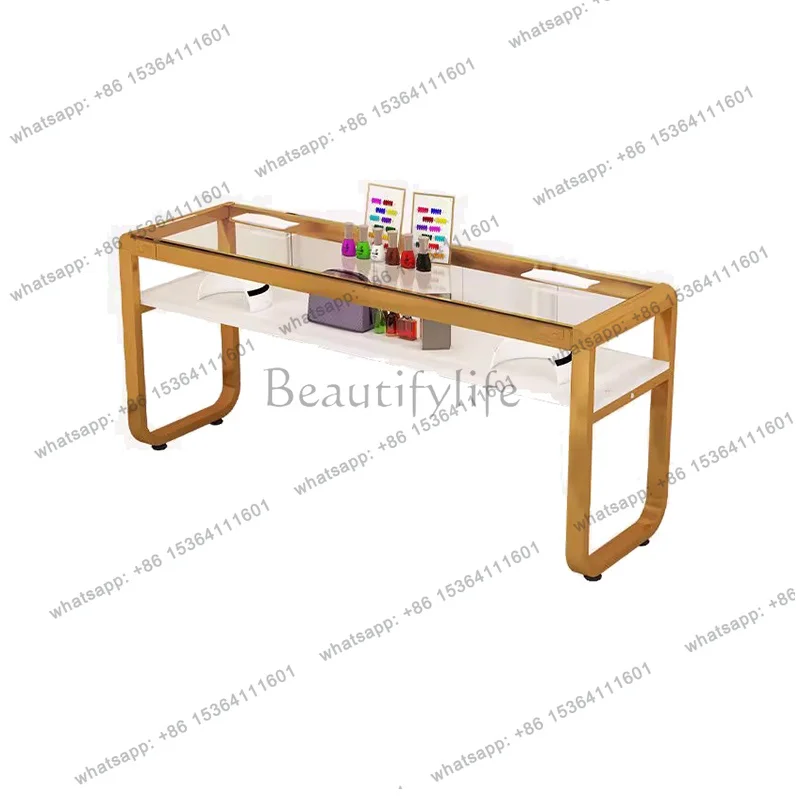 YJ Tempered Glass Nail Table Japanese Single Double Table Specifically Designed For Nail Salons Minimalist Table Manucure Furnit